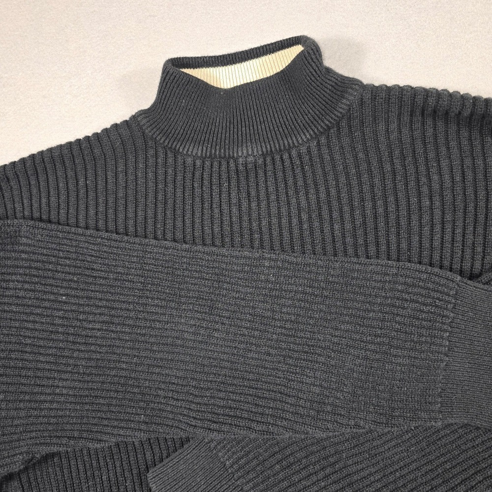 Haggar Mens XL Black Sweater Generations Mock Neck Ribbed Knit Cotton